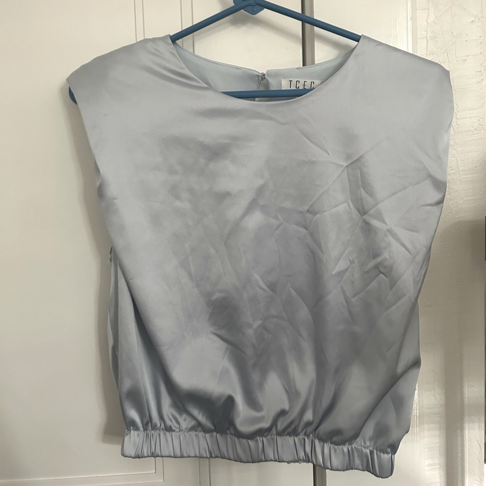 LIGHT BLUE SILK BLOUSE